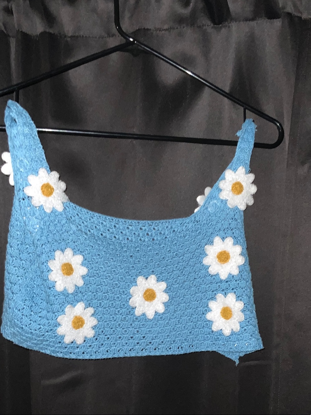 Handmade Blue Crochet Daisy Crop Top